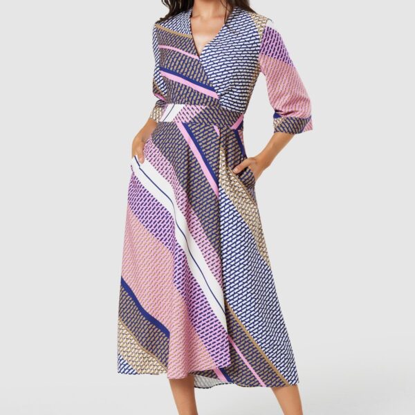 Closet London  Navy Blue High-Low Wrap Dress