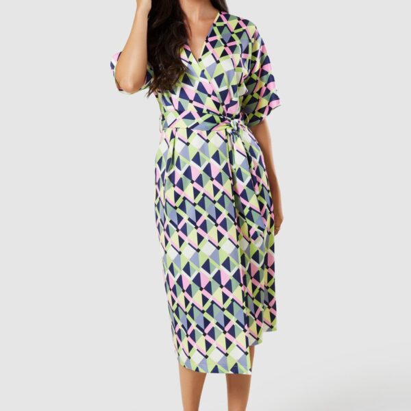 Closet London Lime Green Kimono Wrap  A- line dress