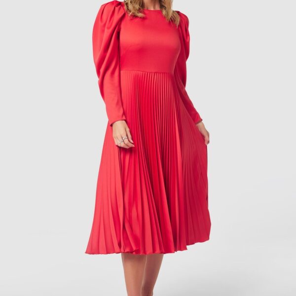 Closet London Red Pleated Midi Dress