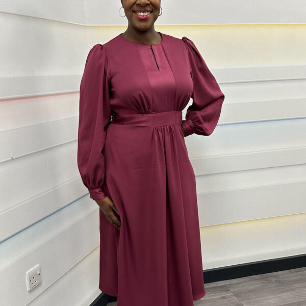 Closet London Purple Maroon Midi A-Line Dress