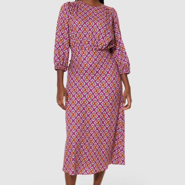 Closet London Purple Maroon Tie Back Midi Dress