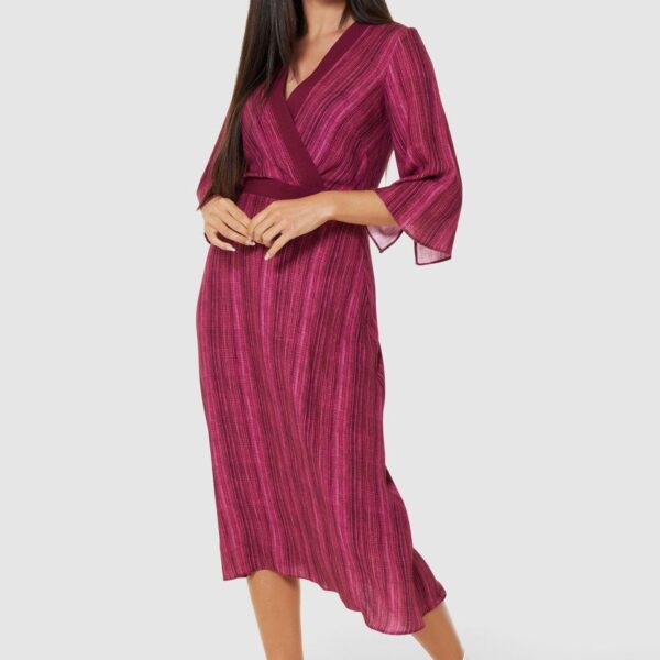 Closet London Maroon A-line Wrap Dress