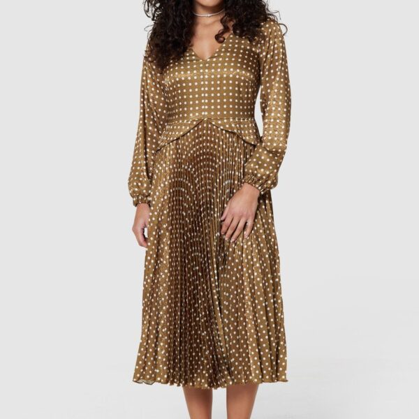 Closet London  Olive Green Pleated Skirt Dress