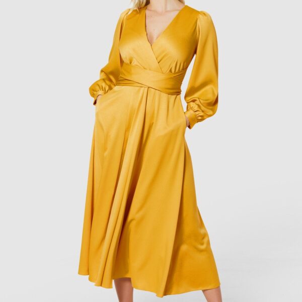 Closet London  Yellow Full Skirt Midi Dress
