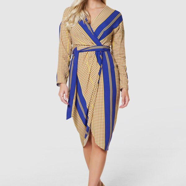 Closet London Light Brown Pencil Wrap Dress