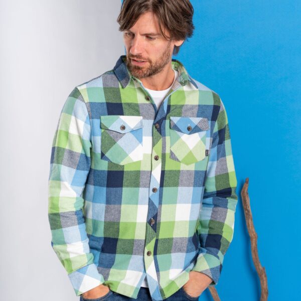 Saltrock Mens Hooded Flannel Shirt - Light Blue - Beale - Size: Small