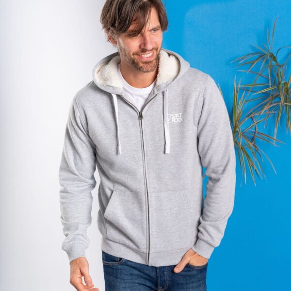 Saltrock Mens Fur Lined Zip Hoodie - Grey - Size: XL