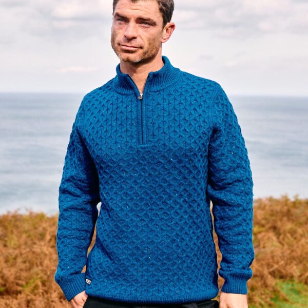 Saltrock Mens 1/4 Neck Zip Knit - Blue - Size: XL
