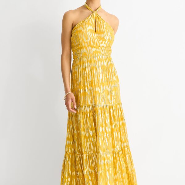 Animal Jacquard Halter Neck Maxi dress
