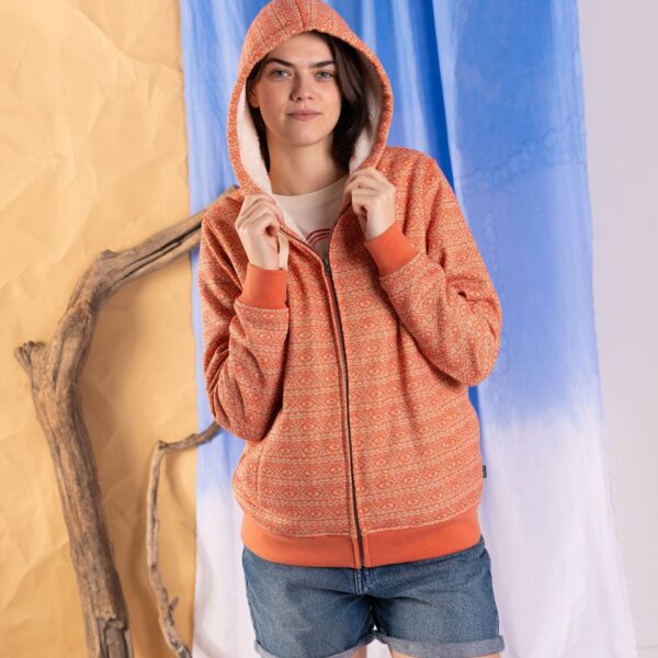 Saltrock Womens Borg Lined Hoodie - Coral - Orange - Size: 8