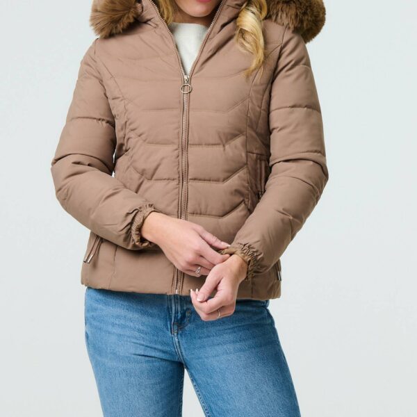 Faux Fur Hooded Zip-Up Puffer Jacket
