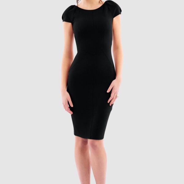 Closet London Black Gathered Sleeve Panel Dress