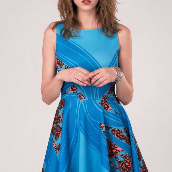 Closet London Blue Floral Sleeveless Skater Dress