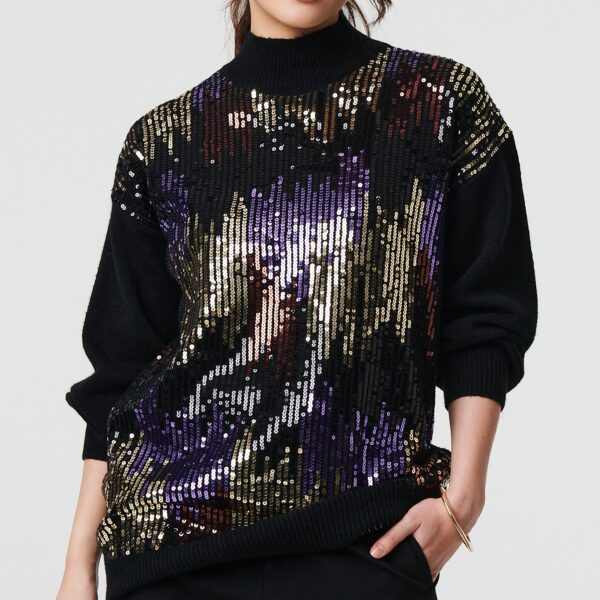 Sequin Embellished Puff Sleeve Jumper