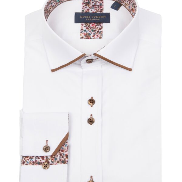 Long Sleeve Panelled Collar End on End Shirt