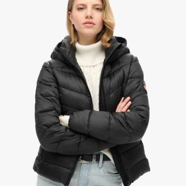 Superdry Women's Hooded Padded Puffer Jacket - 12 - Black, Black,Pink,Navy
