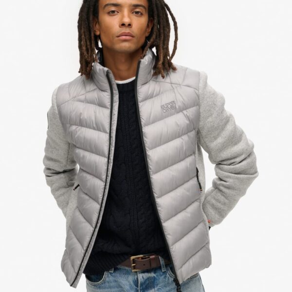 Superdry Men's Padded Hooded Hybrid Puffer Jacket - M - Grey, Grey