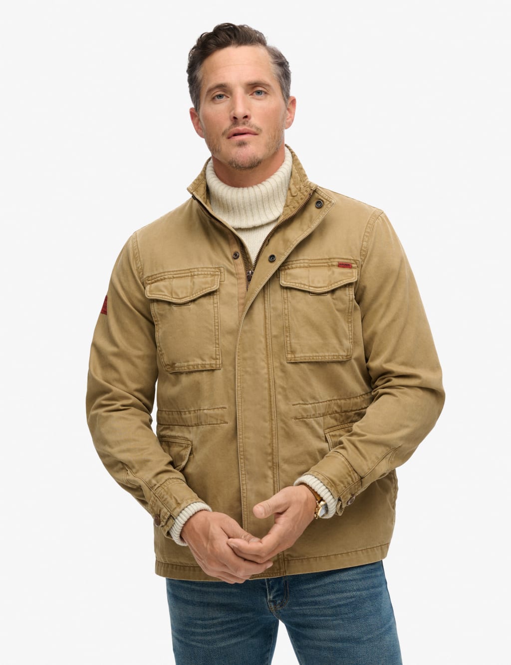 Superdry Men's Pure Cotton Utility Jacket - M - Brown, Brown