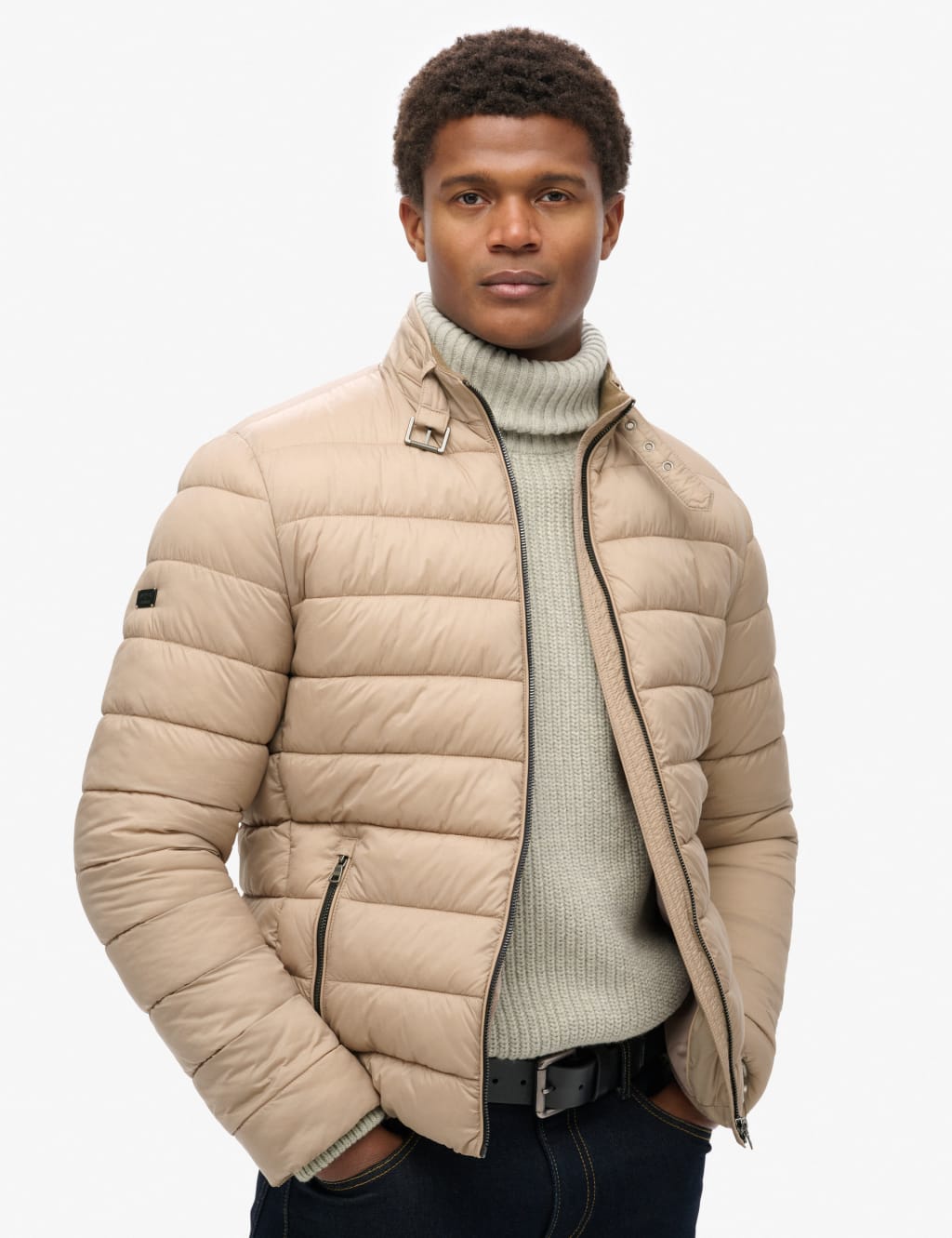 Superdry Men's Lightweight Padded Jacket - Beige, Beige