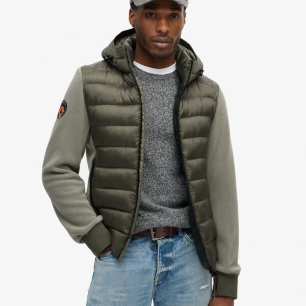 Superdry Men's Hooded Padded Bomber Jacket - S - Green, Black,Green