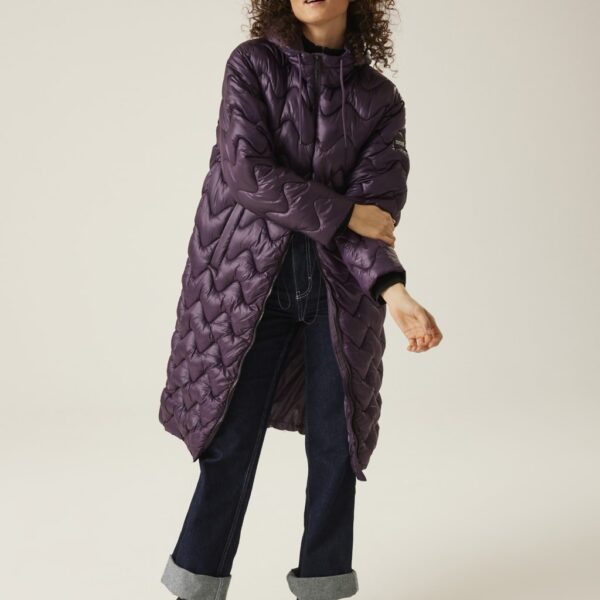 Regatta Women's Cambrie II Quilted Hooded Longline Coat - 14 - Purple, Purple,Khaki,Black
