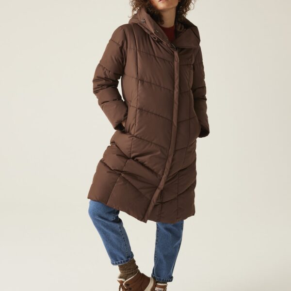 Regatta Women's Nurie Hooded Quilted Padded Longline Coat - 14 - Brown, Brown,Khaki,Black