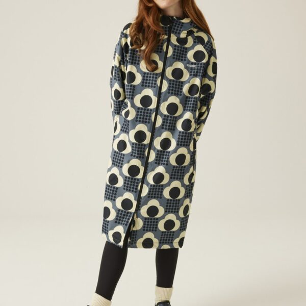 Regatta Women's Orla Kiely Waterproof Hooded Changing Robe - Grey Mix, Grey Mix,Blue Mix