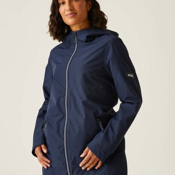 Regatta Women's Brika Waterproof Hooded Raincoat - 12 - Navy, Navy,Green Mix