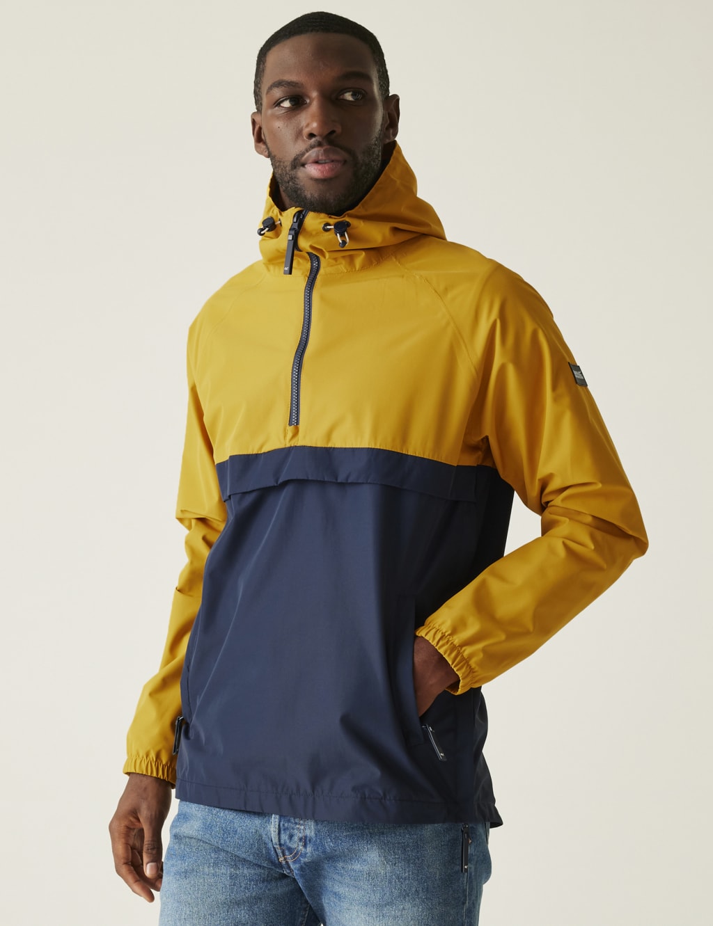 Regatta Men's Tayan Hooded Water Repellent Anorak - Yellow Mix, Yellow Mix,Blue
