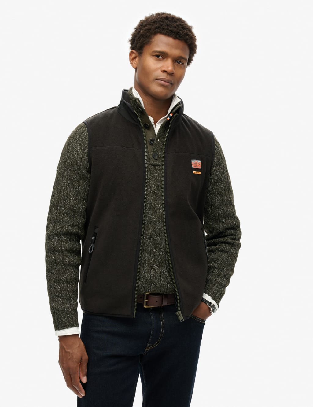 Superdry Men's Fleece Gilet - M - Black, Navy,Black