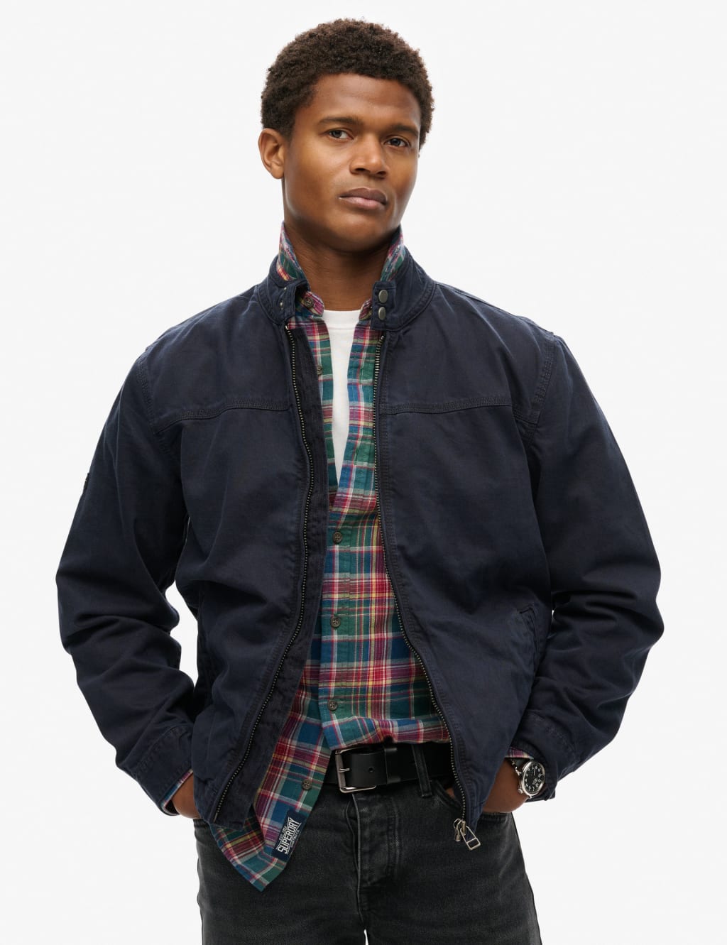 Superdry Men's Pure Cotton Harrington Jacket - M - Navy, Navy