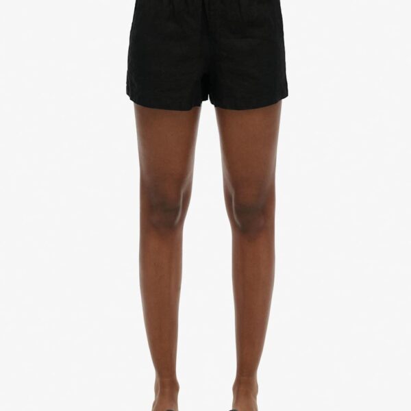 Superdry Women's Pure Linen Elasticated Waist Shorts - 12 - Black, White,Black,Coral