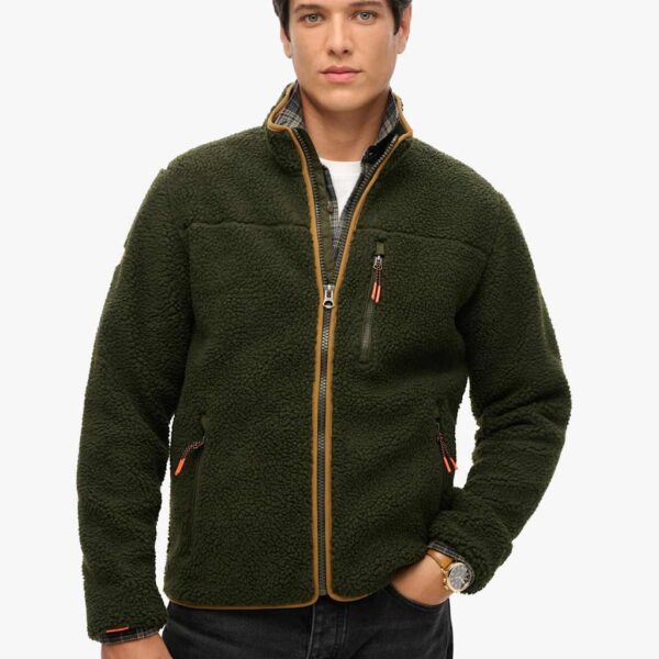 Superdry Men's Fleece Zip Up Funnel Neck Jacket - XXL - Green, Green