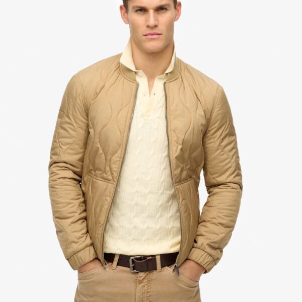 Superdry Men's Baseball Collar Quilted Jacket - M - Brown, Brown,Green
