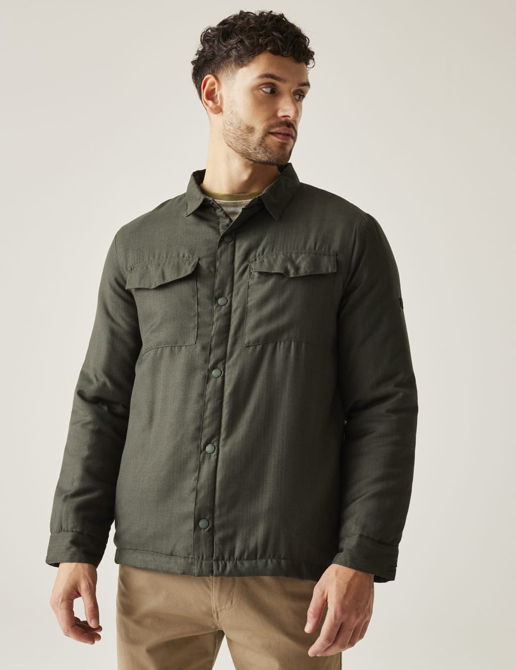 Regatta Men's Gawayne Cotton Rich Padded Overshirt - XL - Green, Green,Blue,Brown