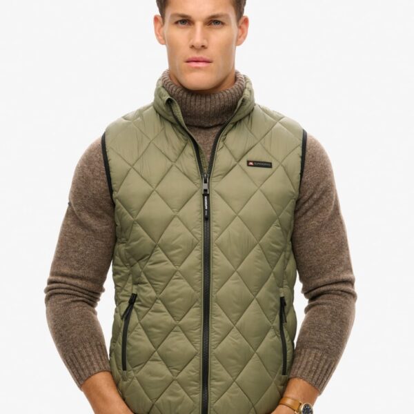 Superdry Men's Quilted Padded Gilet - M - Green, Green,Navy