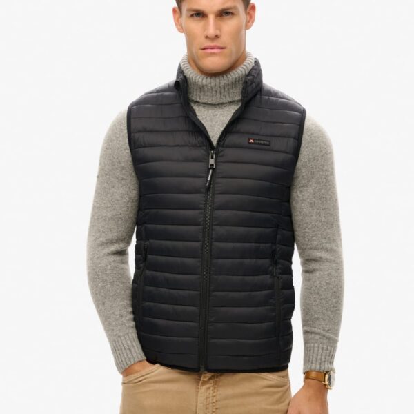 Superdry Men's Quilted Padded Gilet - Black, Black,Green