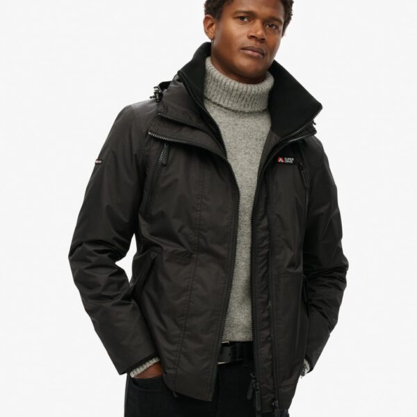 Superdry Men's Hooded Waterproof Windbreaker Jacket - L - Black, Black,Green