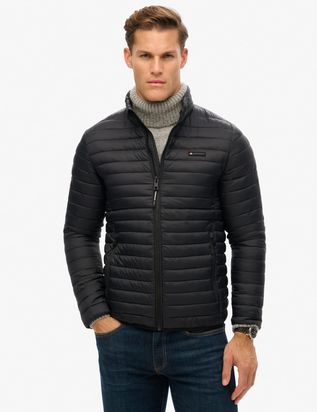 Superdry Men's Quilted Padded Puffer Jacket - XXL - Black, Black,Navy