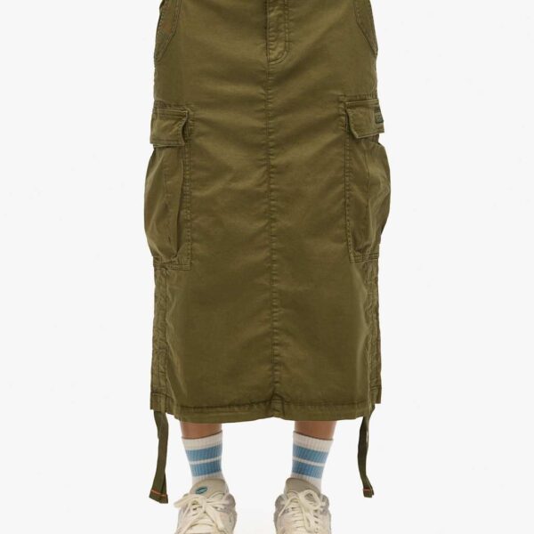 Superdry Women's Cotton Rich Cargo Midi Skirt - 12 - Green, Green