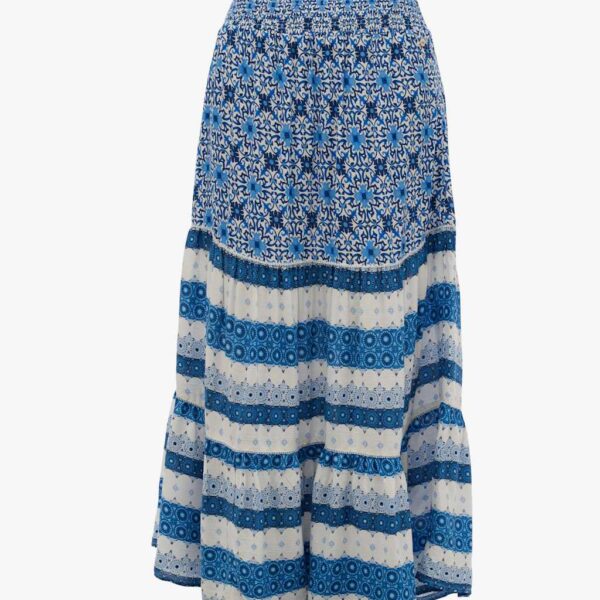 Superdry Women's Printed Maxi Tiered Skirt - 8 - Blue Mix, Blue Mix,Black Mix