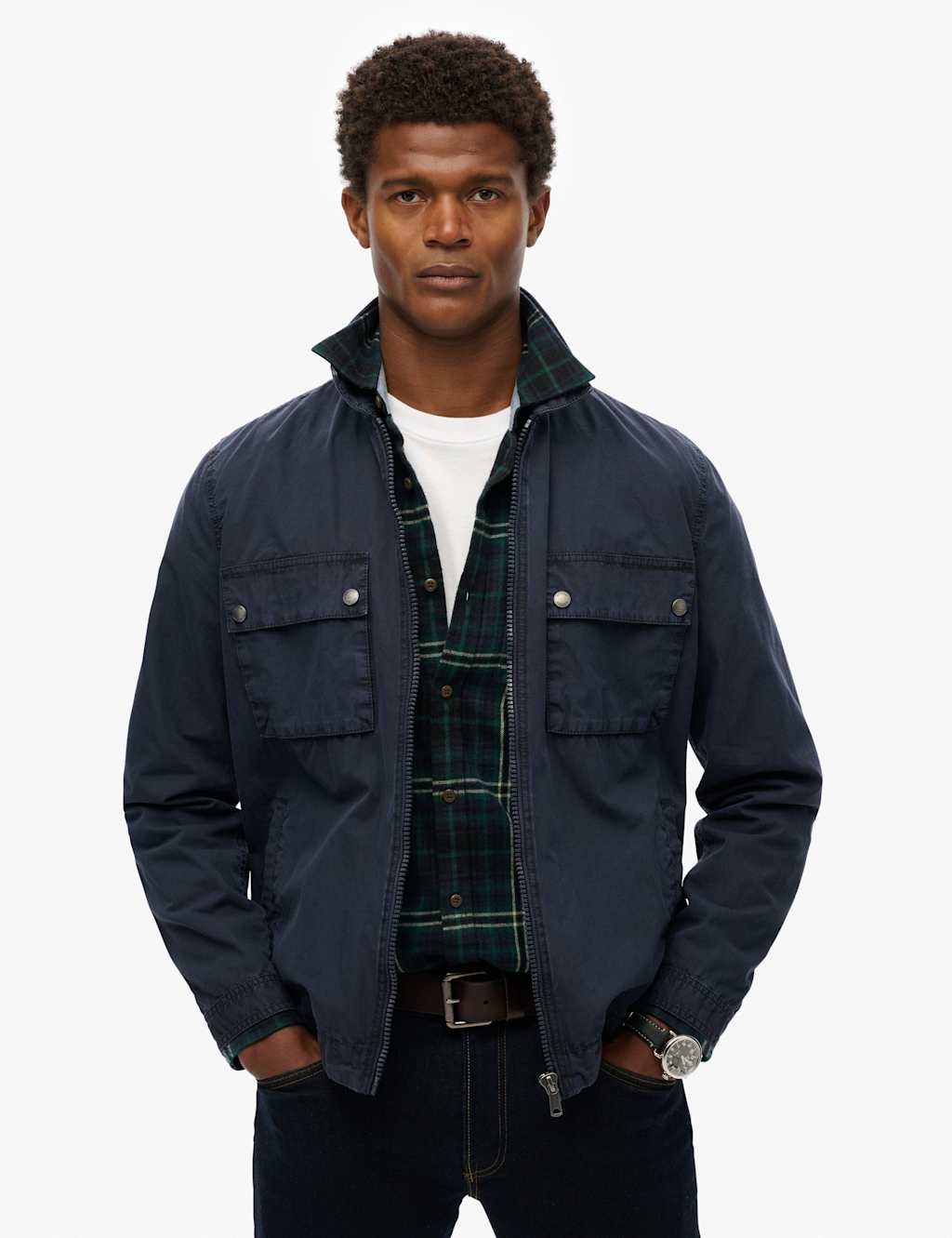 Superdry Men's Pure Cotton Sports Jacket - L - Navy, Khaki,Navy
