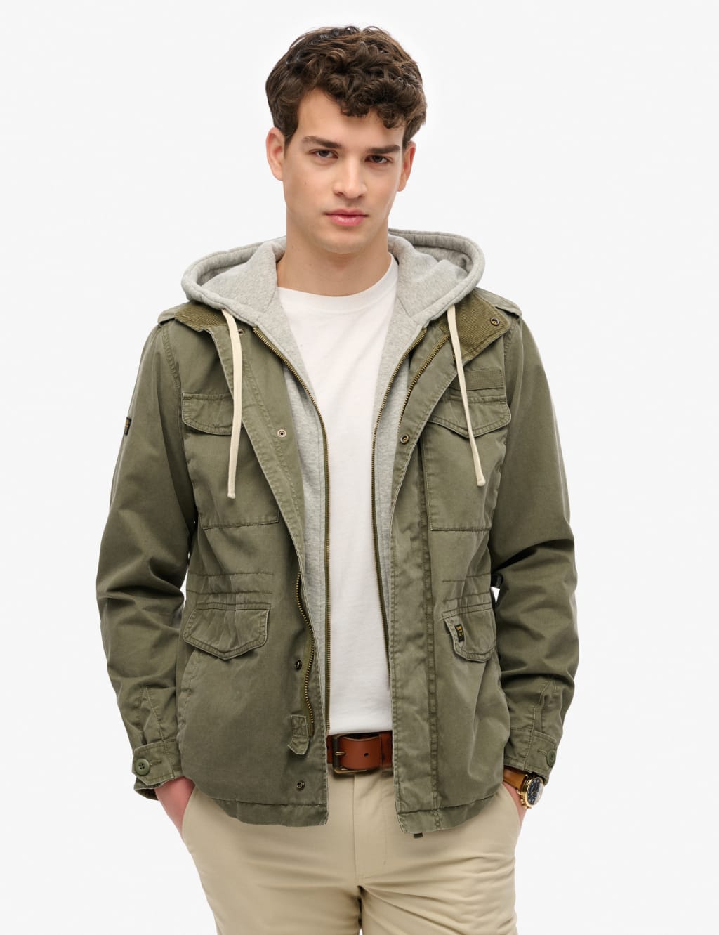 Superdry Men's Pure Cotton Utility Hooded Jacket - Green, Green