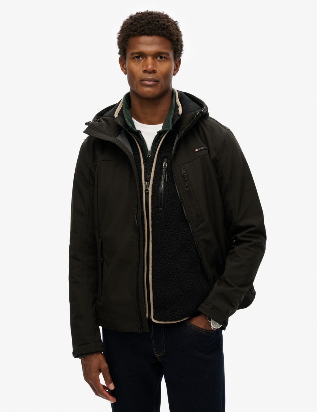 Superdry Men's Hooded Sports Jacket - XL - Black, Navy,Black