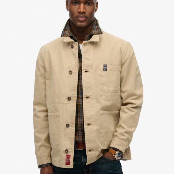 Superdry Men's Canvas Utility Jacket - M - Brown, Brown