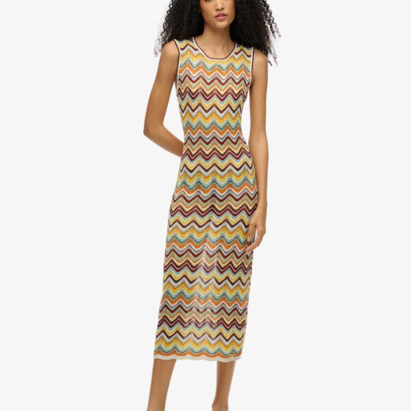 Superdry Women's Knitted Colour Block Midi Bodycon Dress - 10 - Multi, Navy Mix,Multi