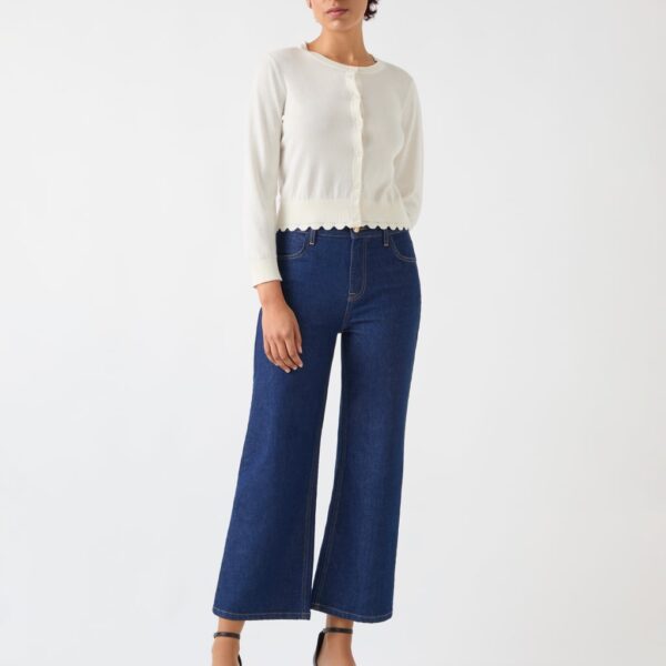 Lk Bennett Women's Pure Cotton Crew Neck Cropped Cardigan - M - Cream, Cream