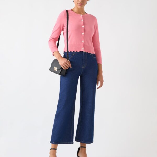 Lk Bennett Women's Pure Cotton Crew Neck Cropped Cardigan - M - Pink, Pink