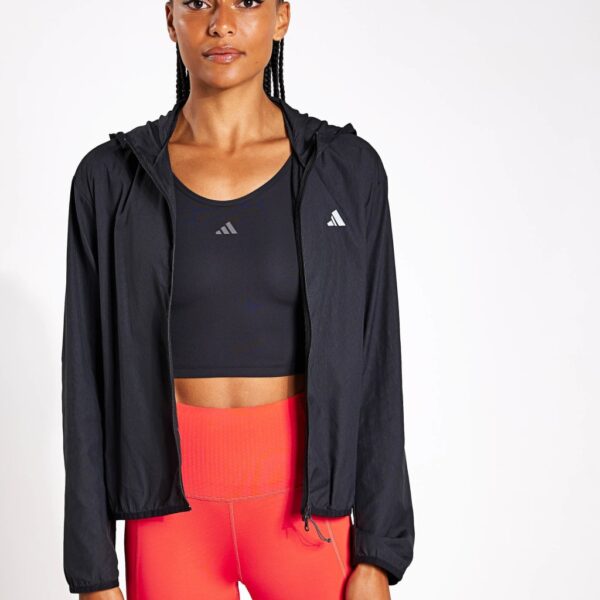 Adidas Women's Run It Hooded Sports Jacket - Black, Black