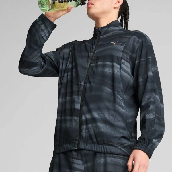 Puma Men's Run Velocity Printed Zip Up Sports Jacket - Black Mix, Black Mix